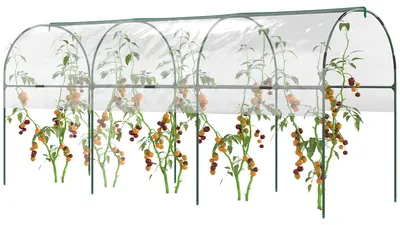 Image de Serre de jardin serre š€ tomates 4 arceaux en acier bache en PVC 4 x 1,23 x 1,71 m vert