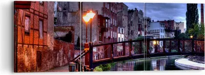 Produktbild von Bild auf Leinwand - Leinwandbild - Architektur Altstadt Stadt Fluss - 90x30cm - Wand Bild - Wanddeko - Leinwanddruck - Bilder - Kunstdruck - Wanddekoration - Leinwand bilder - Wandkunst - CA90x30-0500