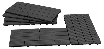 Produktbild von ISOISL 12 Stück Terrassenfliesen 30 x 60 cm mit Klicksystem, UV- und witterungsbeständig für Terrasse, Pool und Balkon Anthrazit