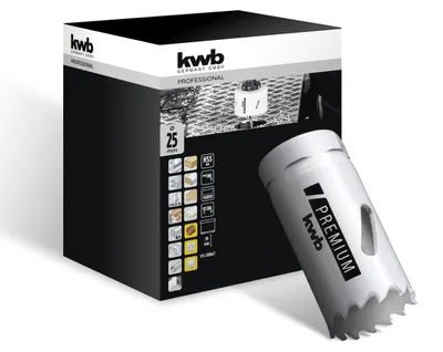Imagen del producto de Sierra de agujeros bimetálica HSS kwb, diámetro 25 mm, aleación de cobalto al 8% con dientes progresivos tipo Vario