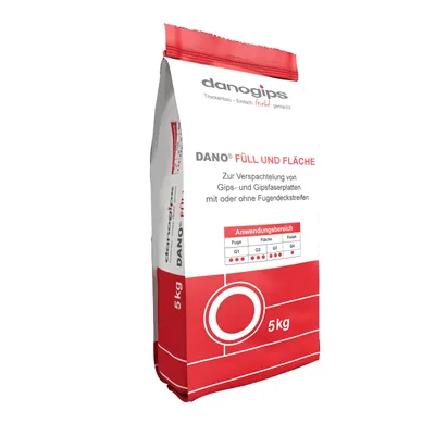 Produktbild von Danogips DANO® Füll und Fläche Fugenfüller Spachtelmasse Q1 - Q4 innen 5 kg Sack - zur Herstellung von Oberflächenqualitäten Q1 bis Q4 geeignet