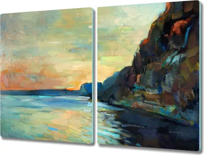 Produktbild von Coloray Hackbrett Herdabdeckplatte 2x40x52 cm Küchenbrett Kochplattenabdeckung Schneidebrett - Seeklippen Meer Landschaft