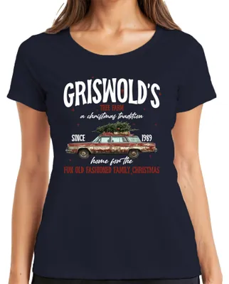 Obrázok produktu pre Griswolds Tree Farm Clark - Dámske tričko Christmas Xmas, Navy, M