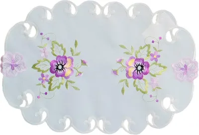 Produktbild von Tischläufer ELKE Stiefmütterchen lila Polyester 30 x 45 cm oval