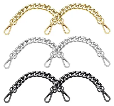 Produktbild von 20cm Taschenkette 6 Stücke Metall Kurze Taschengurte Ersatz Verlängerung Aluminium Kette Silber Gold Schwarz, für Handtasche Geldbörse DIY Taschenzubehör