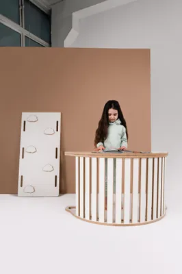 Produktbild von 3in1 große Montessori Wippe mit Handgriffen + Tischplatte + große WÖLKCHEN Rutsche