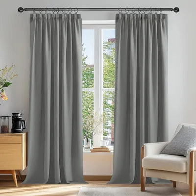 Zdjęcie produktu dla Zasłony zaciemniające, zestaw 2 sztuk, 229x168 cm, jasnoszary, termoizolacyjne, zapewniające ochronę przed chłodem