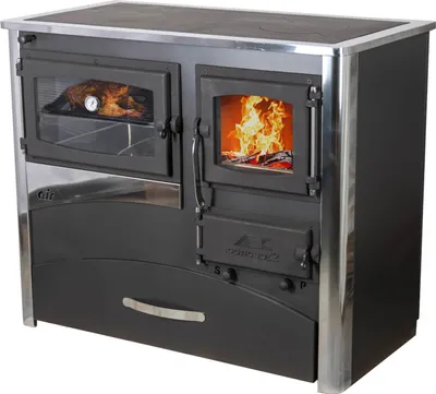 Produktbild von Kaminofen mit Backfach und Herdplatte ABC Concept 2 Air Links Mehrfachbelegung Holzofen 11,6 kW Kamin Ofen Holz Werkstattofen Schwedenofen Hüttenofen