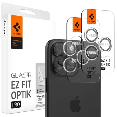 Produktbild von Spigen GLAS.tR EZ Fit Optik Pro, Apple, iPhone 15 Pro / 15 Pro Max / 14 Pro / 14 Pro Max, Kratzresistent, Transparent, 2 Stück(e)