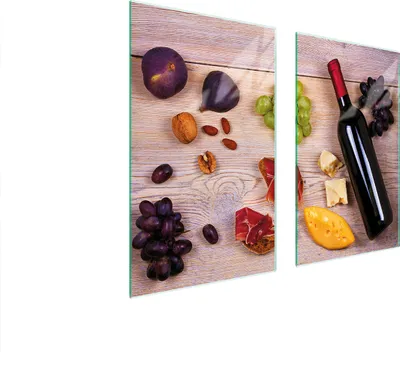 Obrázok produktu pre Kryt varnej dosky 2 kusy 75x52 Sklenený kryt varnej dosky Sklenená doska na krájanie vína Drevo