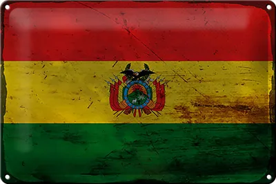 Produktbild von Blechschild Flagge Boliviens 30x20cm Flag of Bolivia Rost