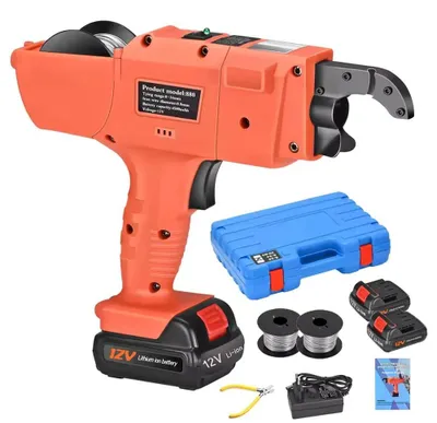 Produktbild von Bewehrungsbindegerät - 12V automatische Bewehrungsbindemaschine - Für 8–34 mm Armierungseisen - Akku betrieben - 2 Akkus + EU-Stecker