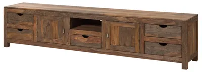 Produktbild von MASSIVMOEBEL24.DE TV-Board Sheesham 260x45x56 grau geölt NATURE GREY #39