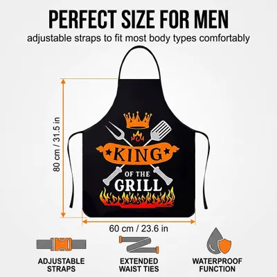 Imagen del producto de Delantales para barbacoa con el estampado "Rey de la Barbacoa", talla única, para hombres