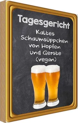 Produktbild von vianmo Holzschild 30x20 cm Alkohol Tagesgericht Schaumsüppchen Hopfen