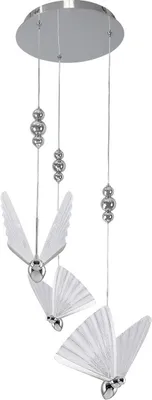 Produktbild von Dekorative runde Schmetterlings-Pendelleuchte aus Chrom, LED 24W mit variabler Farbe MARIPOSA Light Prestige