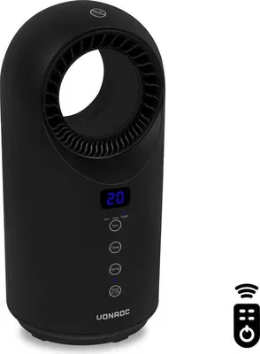 Produktbild von VONROC VONROC Elektrische Heizung - Heizlüfter - 1000W/1500W - ohne Lamellen - Keramik - 3 Stufen - Inkl. Fernbedienung - Swing-Funktion - Thermostat und Timer - 15m2 - schwarz