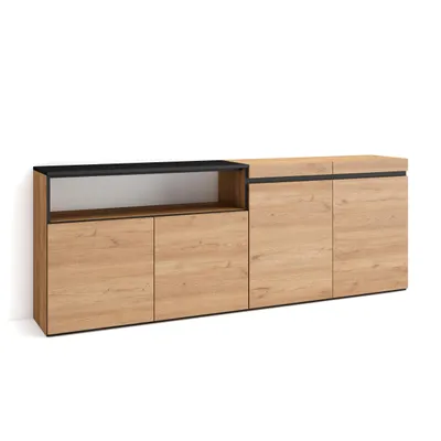 Produktbild von Sideboard, Highboard, 200x35x75cm, 4 Türen, Wohnzimmer, Küche, Eiche farbe