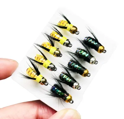 Immagine prodotto di Set di 10 esche artificiali per la pesca a mosca, in colori vivaci
