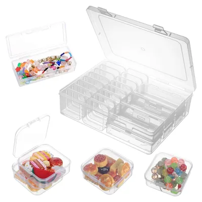 Produktbild von Kleine Aufbewahrungsboxen, 23 Stück Mini-Boxen mit Deckel, transparente Kunststoffboxen für Kleinteile und Schmuck