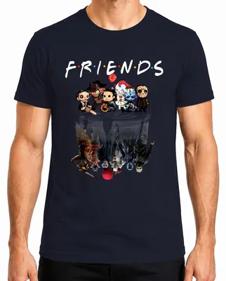 Immagine prodotto di Maglietta FRIENDS Horror Ikonen Pennywise Michael Jason Freddy Pinhead Herren, Navy, L