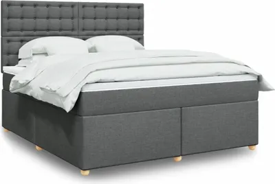 Produktbild von vidaXL Boxspringbett mit Matratze Dunkelgrau 180x200 cm Stoff