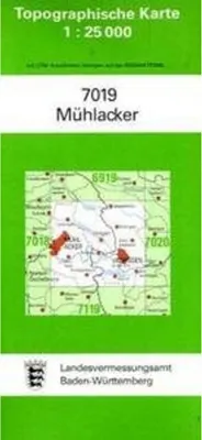 Obrázok produktu pre Topografická mapa Bádensko-Württembersko Mühlacker