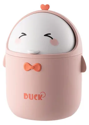 Zdjęcie produktu dla Mini kosz na śmieci na biurko z pokrywką, w różowym, kreskówkowym stylu, mały, idealny do biura i kuchni
