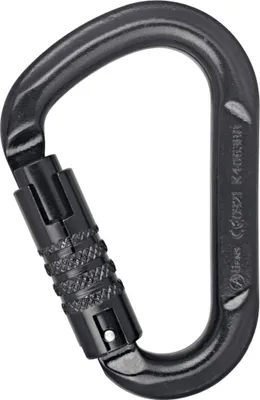 Schwarzer HMS-Karabiner von Aliens; geeignet für Klettern; mit Schraubverschluss.