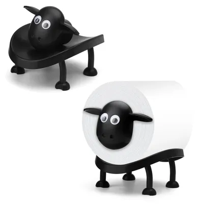 Produktbild von Toilettenpapierhalter mit Schafmotiv, lustiger Toilettenpapierhalter mit schwarzem Schaf, Toilettenpapierhalter oder als Geschenk (Schaf)