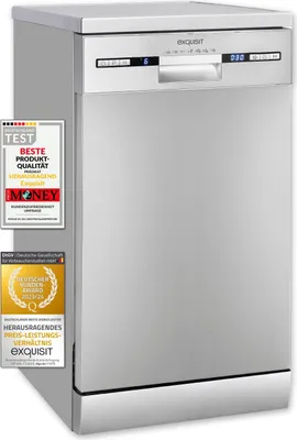 Produktbild von Exquisit Geschirrspüler GSP9309-030E inox | Spülmaschine 45 cm | ECO-Modus | Maßgedecke: 9 | Startzeitvorwahl | Standgerät