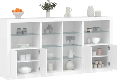 Produktbild von vidaXL Sideboard mit LED-Leuchten Weiß 202x37x100 cm