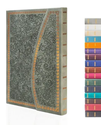 Produktbild von Magnet-Tagebuch Vintage Notizbuch Kunstleder Hardcover linierte Seiten Lesezeichen 20,3 x 14,5 cm Grau