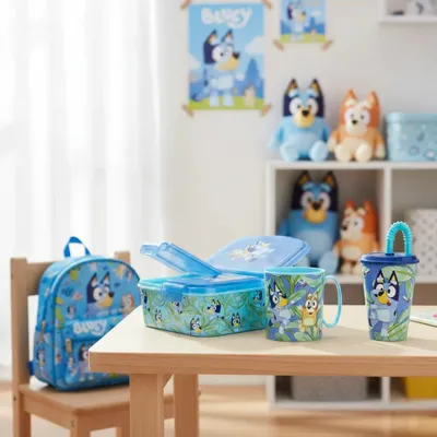 Produktbild von Disney Bluey Bingo Kinder 3 teiliges Set Brotdose mit 3 Kammern Becher