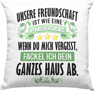 Produktbild von Trendation - Beste Freundin Freund Deko-Kissen mit Füllung 40x40 Geschenk Beste Freundinnen Geburtstag Lustig Freundinnen Spruch Becher - Freundschaft Wie Eine Kerze (Rosa)