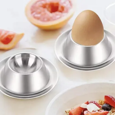 Produktbild von CHPN – Eierbecher – Eierbecher – 2 Stück – Eierhalter – Frühstückstischzubehör – 8/2,5 cm – Edelstahl – silberfarben – Eierständer