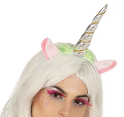 Produktbild von Einhorn Horn Silber Karneval Kostüm Haarreif Fantasy Traum Accessoire, Farbe: Silber