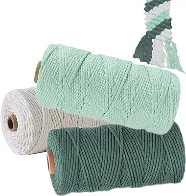 Obrázek produktu pro Sada makramé přízí ze 100% bavlny, 2 mm x 100 m, sada 3 kusů