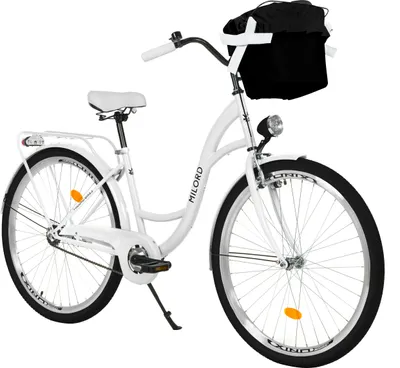 Produktbild von Milord Komfort Stadtfahrrad Fahrrad mit Korb Damenfahrrad, 26 Zoll, Weiß, 1-Gang