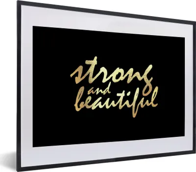Produktbild von MuchoWow® Gerahmtes Poster Zitate - Motivation - Schwarz - Gold 40x30 cm - Poster mit Schwarzem Bilderrahmen Wandposter Rahmen Foto Bilder - Bilderrahmen - Poster im Rahmen