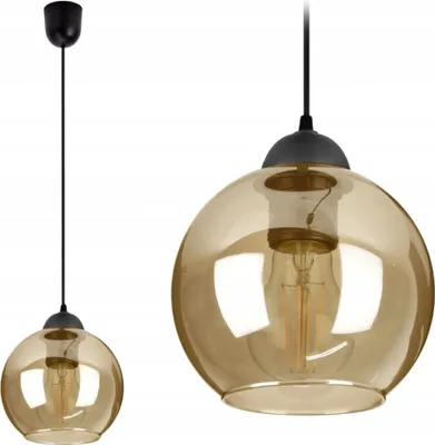 A product shot of a pendant light with a glass shade.
