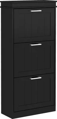 Image de HOMCOM Meuble à chaussures 15 paires, armoire à chaussures étroite moderne avec 3 tiroirs rabattables et étagères réglables, pour couloir et entrée, 54 x 24 x 117,5 cm, noir