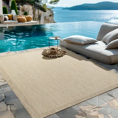 Obrázek produktu pro Homebyhome Vnit?ní a Venkovní Koberec na Terasu Balkon a Kuchy? Vod?odolný Sisal Vzhled Plochá Tkanina Jednobarevný, Velikost: 200x290 cm