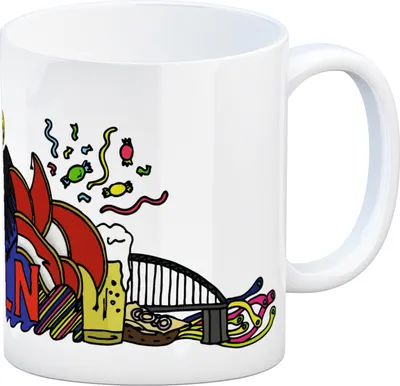 Produktbild von Kaffeebecher mit Wimmelgrafik Köln Motiv Kaffeetasse Tasse