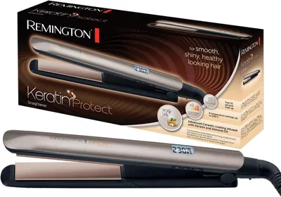 Produktbild von Glätteisen Keratin (Keramikbeschichtung mit Keratin & Mandelöl angereichert) LCD-Display, 10 Temperatureinstellungen 150-230°C, Haarglätter
