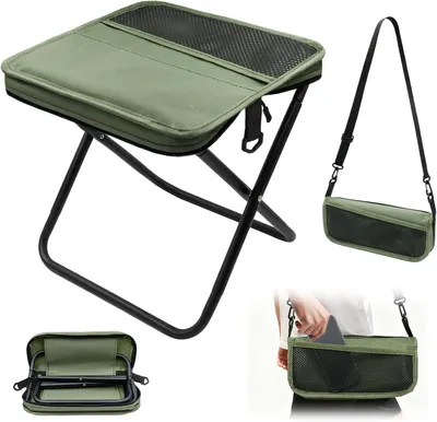 Produktbild von Klappbarer Rucksackhocker - Campingstuhl Leichtgewicht - 31x31x28cm - mit Aufbewahrungstasche - für zum Angeln, Reisen, Wandern und Picknicken - grün