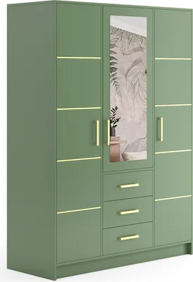 Produktbild von ALTDECOR Kleiderschrank mit Spiegel BALA und selbstschließenden Flügeltüren 150 x 200 cm - Grün