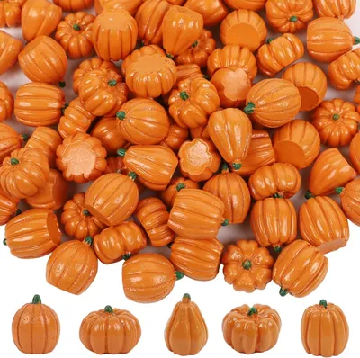 Produktbild von Mini-Kürbisse, Halloween, 5 verschiedene Designs, 30 Stück, kleine Kürbisse, dekorativ, für Halloween, Tischdekoration, Herbstdekoration für den Innenbereich