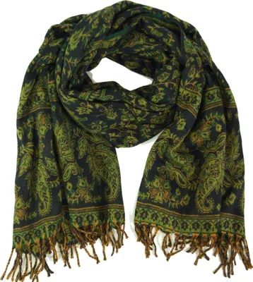 Immagine prodotto di Sciarpa / stola in pashmina morbida con motivo paisley - Verde, Unisex, Poliacrilico, 200*100 cm, Sciarpe