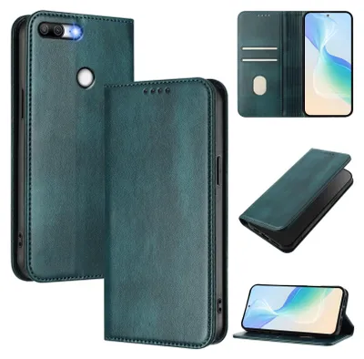 Produktbild von Handyhülle für Honor 9 Lite, Vintage Leder RFID Schutz Kartenfach Standfunktion Magnetische Klapphülle Grün